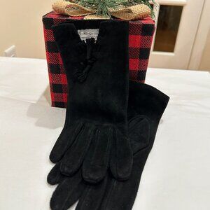 Black Suede Gloves Size 7 Fendissime GENTLY WORN CONDITION!